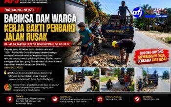 Babinsa Bersama Warga Gotong-royong Timbun Jalan Berlobang