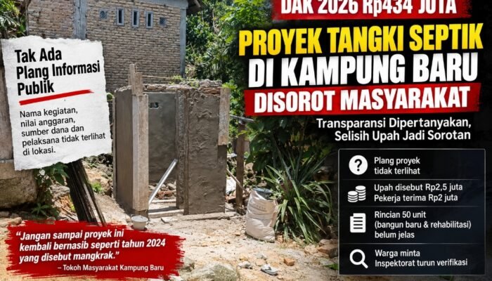 Proyek Septik Kampung Baru Kembali Dipertanyakan: Tak Terlihat Plang, Informasi Upah Berbeda Naskah berita