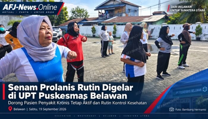 “Jaga Kebugaran Pasien Kronis, UPT Puskesmas Belawan Rutin Gelar Senam Prolanis”.